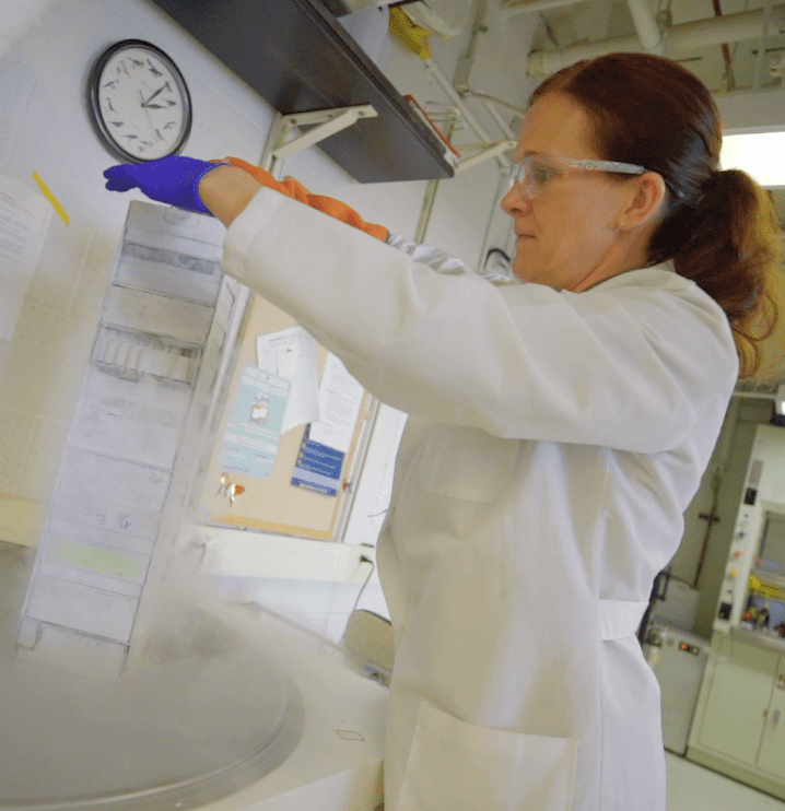 photo of a lab staff member working in a lab